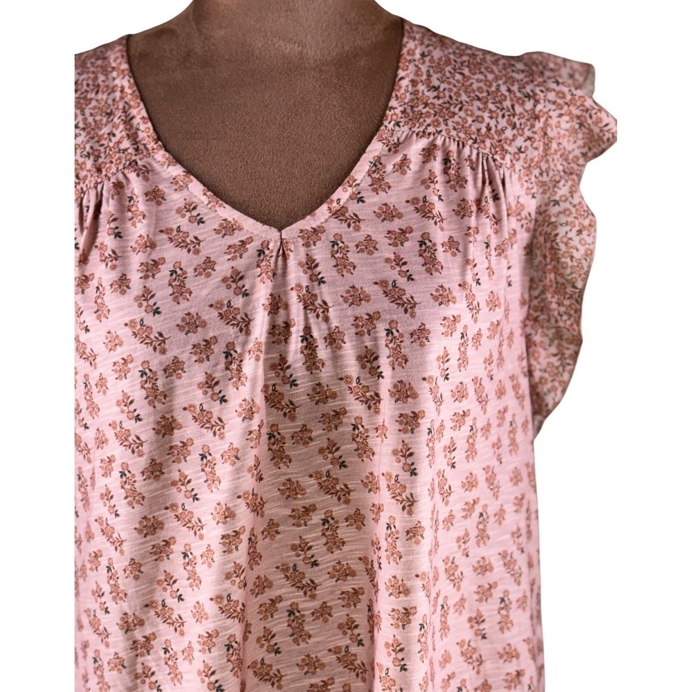 DR2 Floral Ruffle Sleeve Blouse Cottagecore Feminine Soft Girl Medium Shirt‎ Top